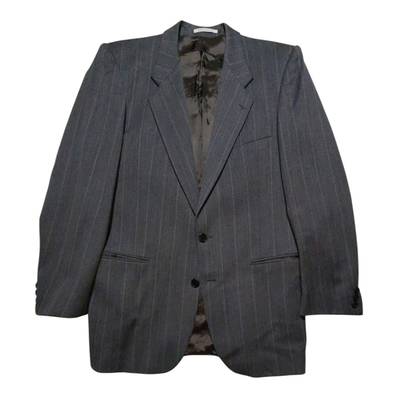 Yves Saint Laurent Wool Sport Coat Blazer Mens 41R Gray Pinstripe Jacket EUC